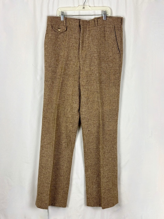 Carroll Reed Pants - Vintage Carroll Reed Pants XL Ski Shops Brown Wool Houndstooth Tweed Trousers